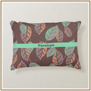 Modern Botanical Leaves Pattern Accent Pillow