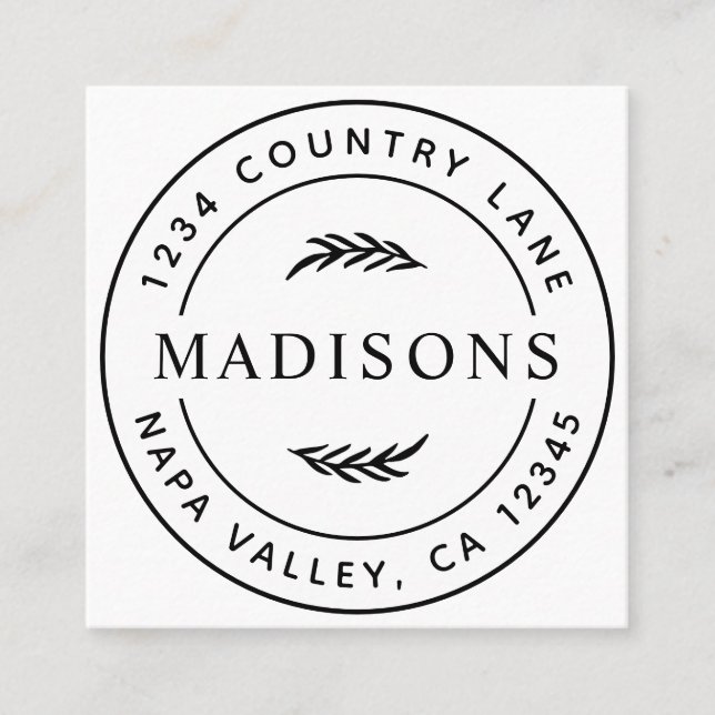 Modern Botanical Leaves  Square Business Card (Front)