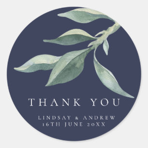 Modern Botanical Leaves Wedding Favour Seal