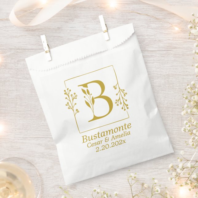 Modern Botanical Letter B Personalized   Favour Bag (Clipped)