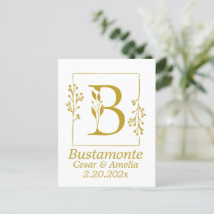 Modern Botanical Letter B Personalized  Postcard