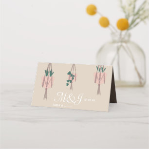 Modern Botanical Macrame Plants Hanging Wedding Place Card