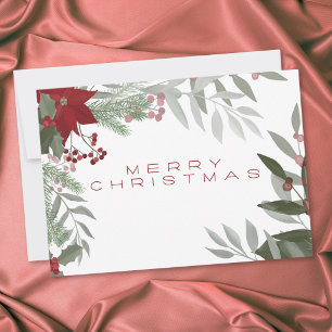 Modern Botanical Merry Christmas Greenery Holiday Card
