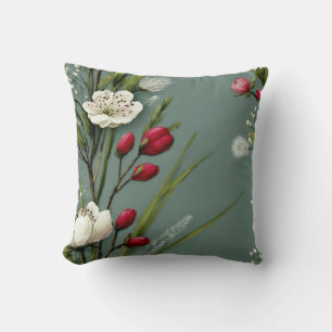 Modern Botanical Minimalist Subtle Floral Pattern  Throw Pillow