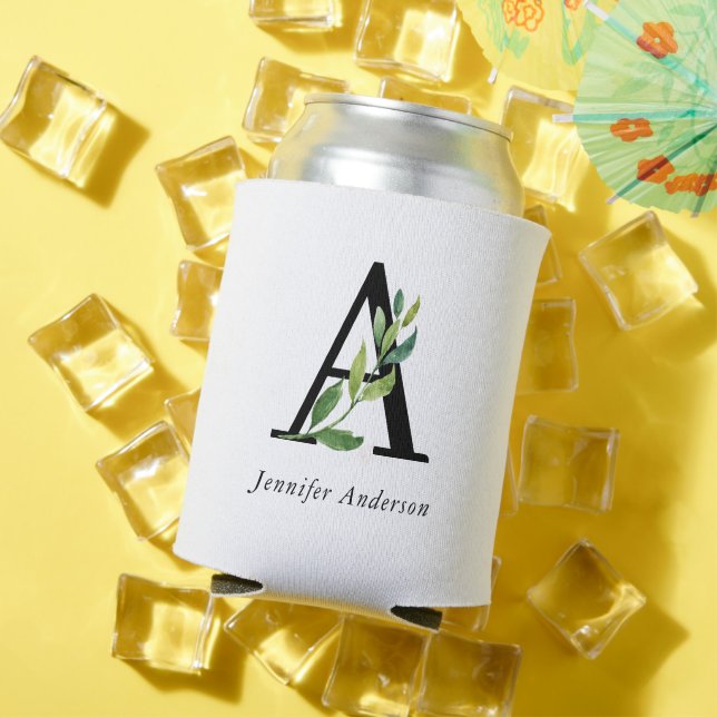 Modern Botanical Monogram Can Cooler (In Situ Summer)