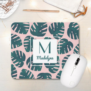 Modern Botanical Monstera Leaf Personalized Mouse Pad