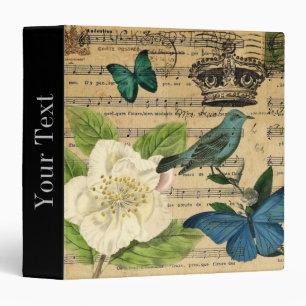 modern botanical music notes french bird Camellia Binder