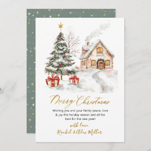 Modern Botanical Non Photo Christmas Tree  Holiday Card