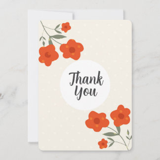 Modern Botanical orange floral thank you card