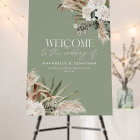 Modern botanical pampas eucalyptus wedding welcome