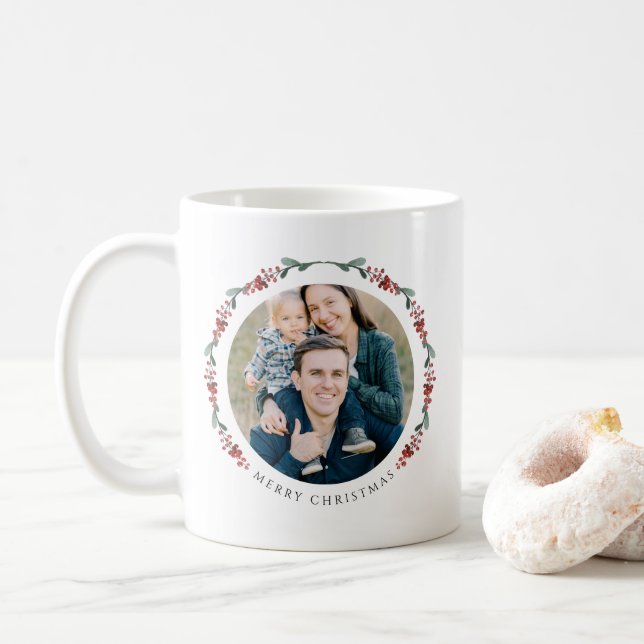 Modern Botanical Photo Christmas Coffee Mug (With Donut)
