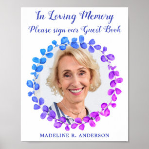 Modern Botanical Photo Memorial Guestbook Funeral 