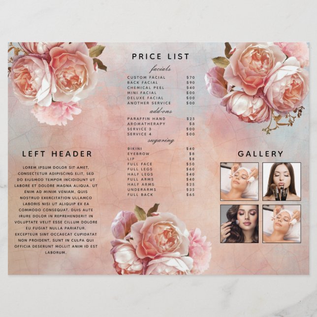 Modern Botanical Pink Rose Peony plus Photos (Back)