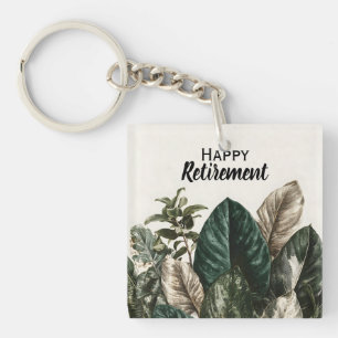 Modern Botanical Print of Tropical Leaves Keychain