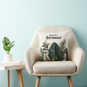 Modern Botanical Print of Tropical Leaves Throw Pillow