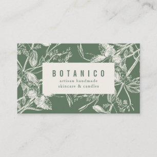 Modern Botanical Sage Green Floral Simple Business Card