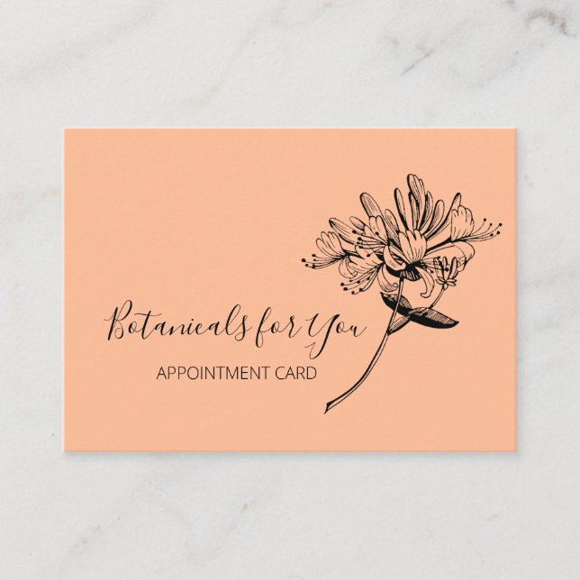 Modern Botanical Script and Honeysuckle Business Card (Front)