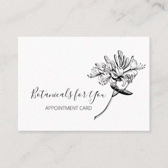 Modern Botanical Script and Honeysuckle Business Card (Front)