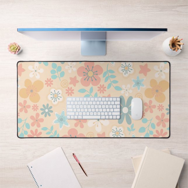 Modern Botanical Seamless Pattern Cute Floral Desk Mat (Office 1)