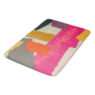 Modern  Botanical Silhouette Artistic Color Blocks Bath Mat