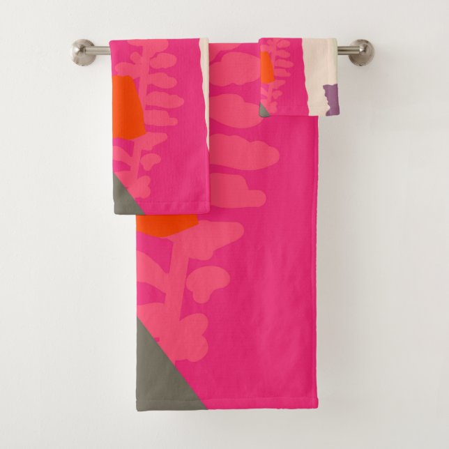 Modern  Botanical Silhouette Colour Blocks Artisti Bath Towel Set (Insitu)