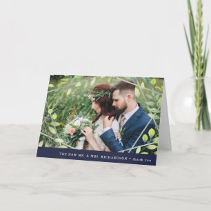 Modern Botanical   Silver Geo with Photo Thank You Card