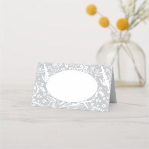 Modern Botanical Silver Grey Wedding Place Card