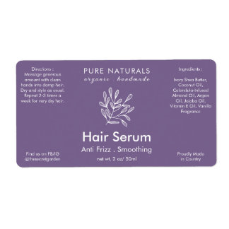 Modern Botanical Simple Solid Purple Product Label