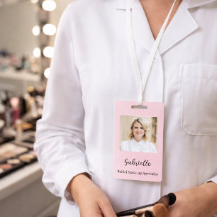 Modern Botanical Soft Pink Boho Photo Badge