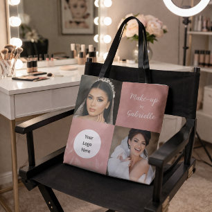 Modern Botanical Soft Pink Boho Photo Script Logo Tote Bag