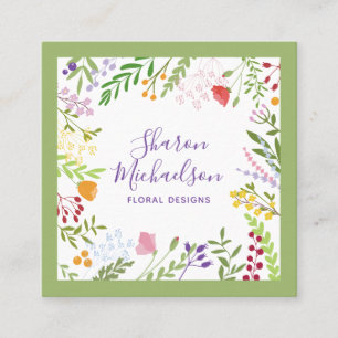 Modern Botanical Square Business Card