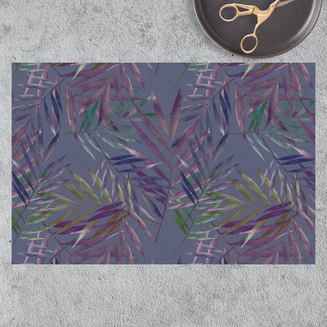 Modern Botanical Stylized Palm Leaves on Purple Tissue Paper (Creator Uploaded)