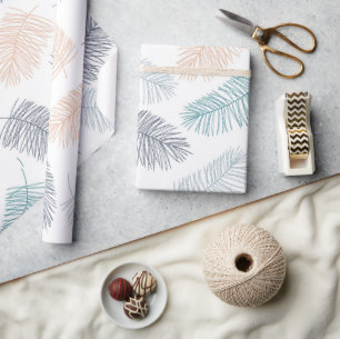 Modern Botanical Tropical Leaves Wedding Gift Wrapping Paper