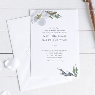 Modern Botanical Watercolor Flowers Wedding Invitation
