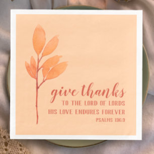 Modern Botanical Watercolor Give Thanks Scripture Napkin