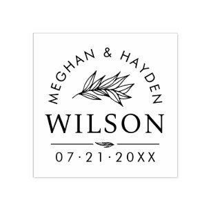 Modern Botanical Wedding   Custom Save The Date Rubber Stamp