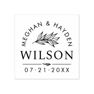 Modern Botanical Wedding | Custom Save The Date Rubber Stamp