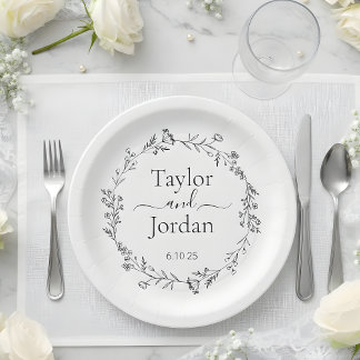 Modern Botanical Wedding Floral | Minimalist Paper Plate