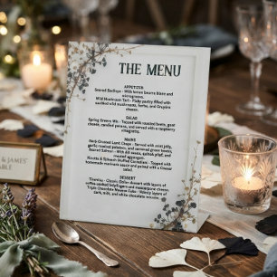 Modern Botanical Wedding Menu ,Wedding Menu Pedestal Sign