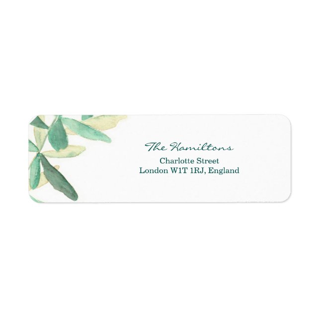 Modern Botanical Wedding Return Address Label (Front)