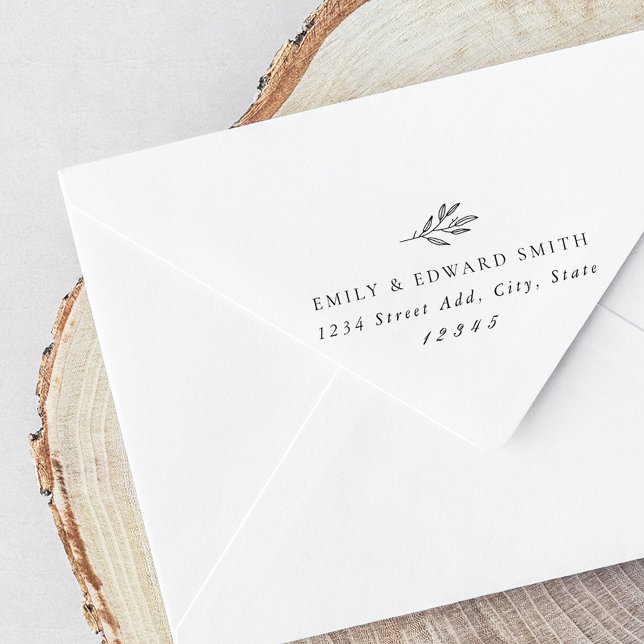 Modern Botanical Wedding Return Address Rubber Stamp (Creator Uploaded)