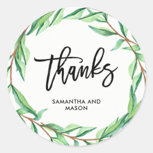 Modern Botanical Wedding   Thank You Classic Round Sticker