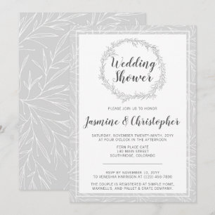 Modern Botanical Wreath Wedding Shower Invitation