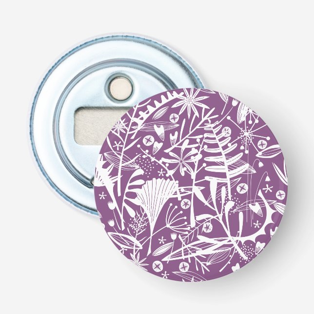 Modern Botatanical Floral Purple Bottle Opener (Front)