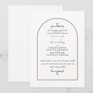 Modern  Both Parents GeometricWhite Wedding  Invitation