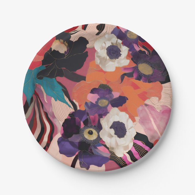 Modern Bouquet Paper Plate (Front)