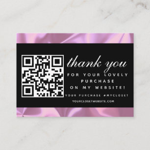 Modern Boutique Beauty Pink Thank You QR Code Business Card