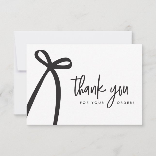 Modern bow Custom business Handlettering Thank You Card (Front)