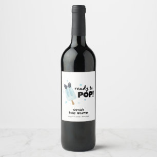 Modern Bow Ice Cream Ready To Pop Baby Shower  Wine Label