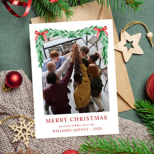 Modern Bow Photo Company Business Christmas Happy Holiday Card